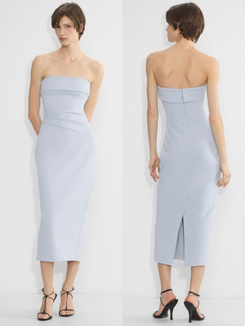 NWT Babaton Aritzia FigureKnit Eyecatcher Strapless Midi Dress Blue